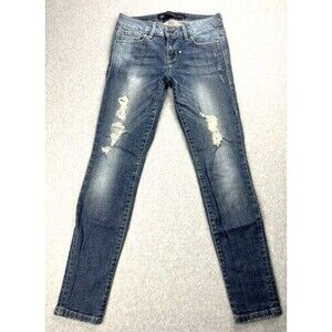 Divine Rights of Denim Jeans Womens 26 Blue Slim Straight Distressed Denim Comfy